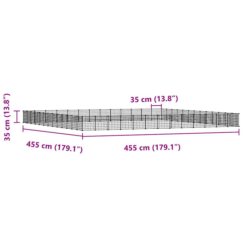 52 Panel Pet Cage with Door Black 35x35 cm