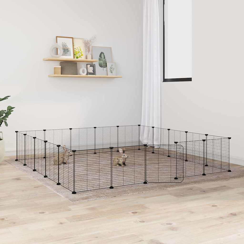 Pet cage with 20 panels and door Black 35x35 cm