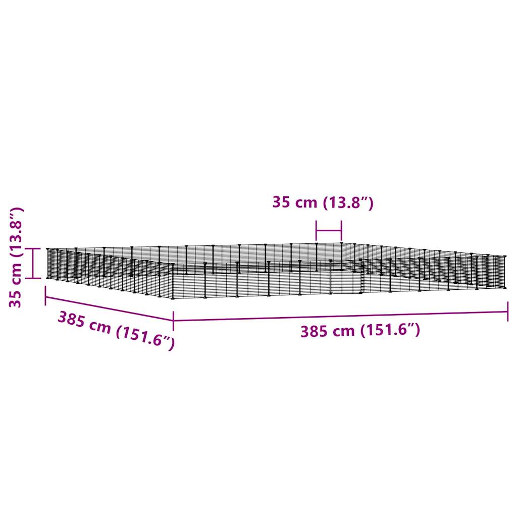 44 Panel Pet Cage with Door Black 35x35 cm