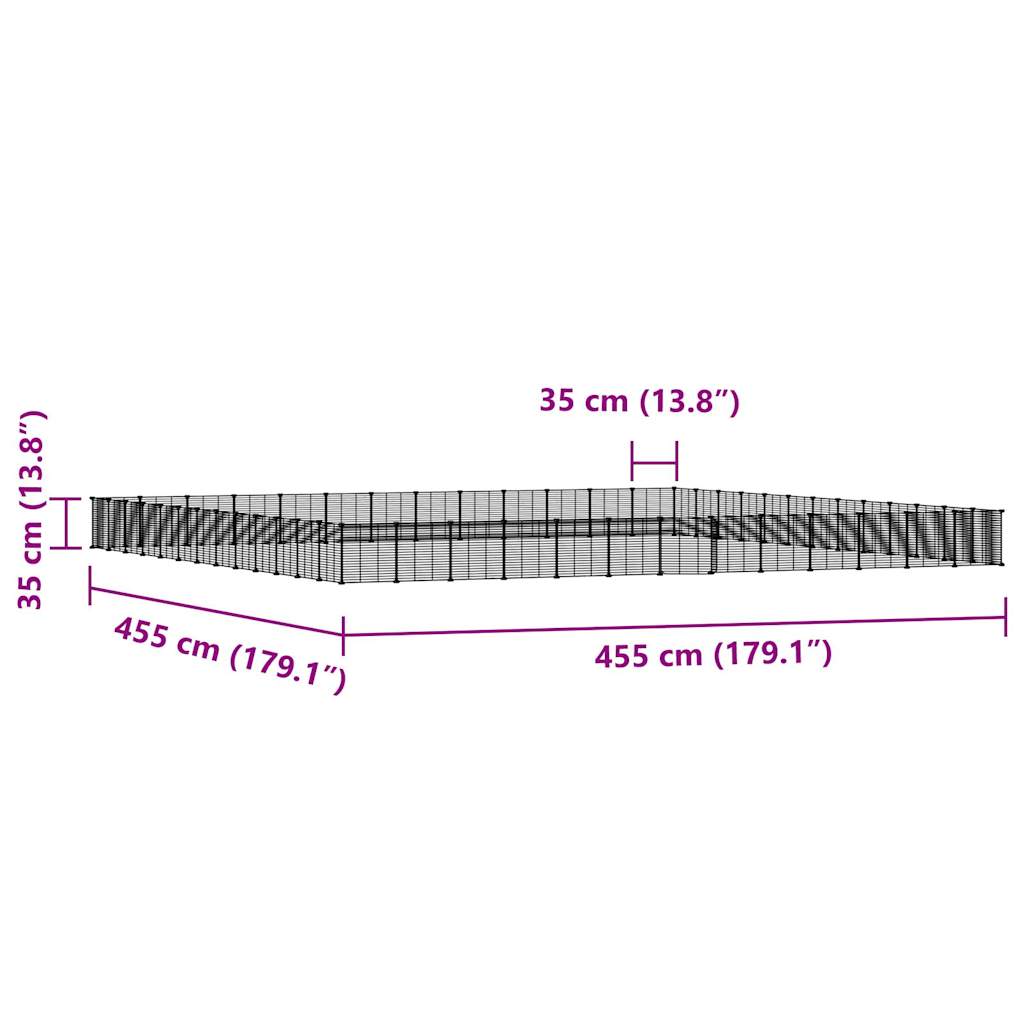 52 Panel Pet Cage with Door Black 35x35 cm