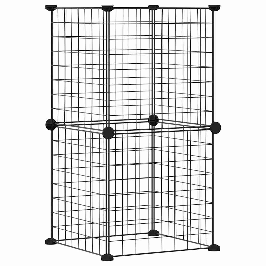 8 Panel Pet Cage Black 35x35 cm Steel