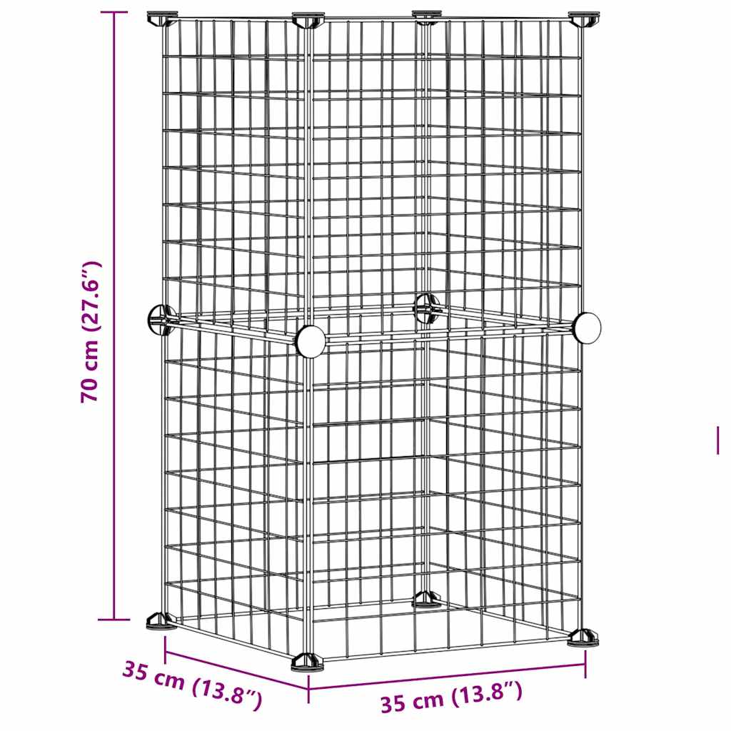 8 Panel Pet Cage Black 35x35 cm Steel