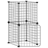 8-Panel Pet Cage with Door Black 35x35 cm