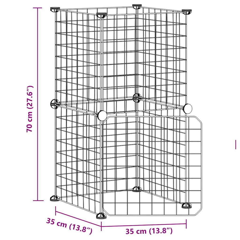 8-Panel Pet Cage with Door Black 35x35 cm