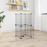 8-Panel Pet Cage with Door Black 35x35 cm