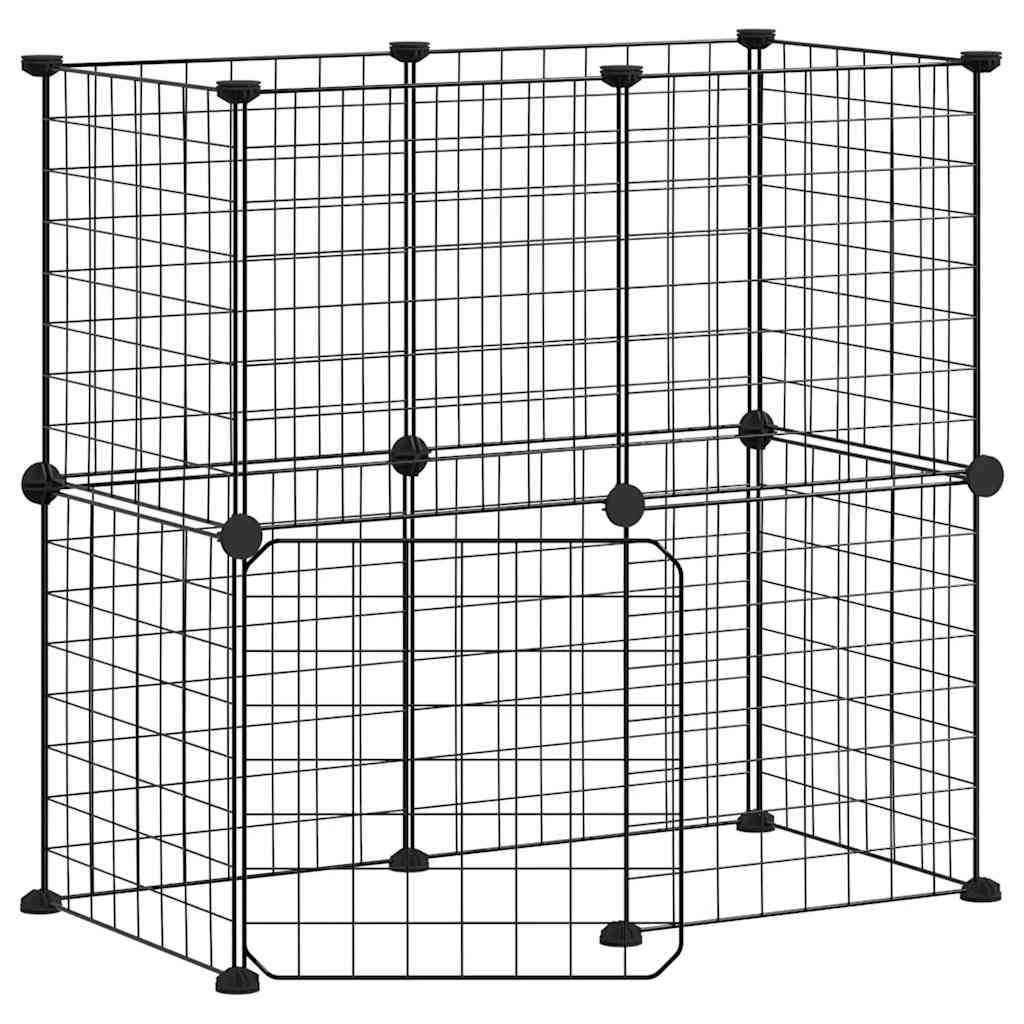 12 Panel Pet Cage with Door Black 35x35 cm