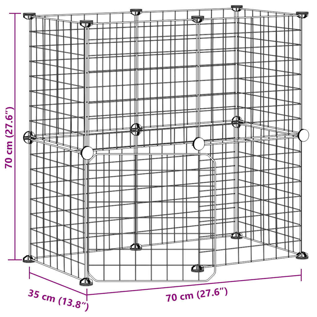 12 Panel Pet Cage with Door Black 35x35 cm