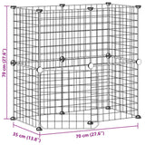 12 Panel Pet Cage with Door Black 35x35 cm