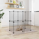 12 Panel Pet Cage with Door Black 35x35 cm