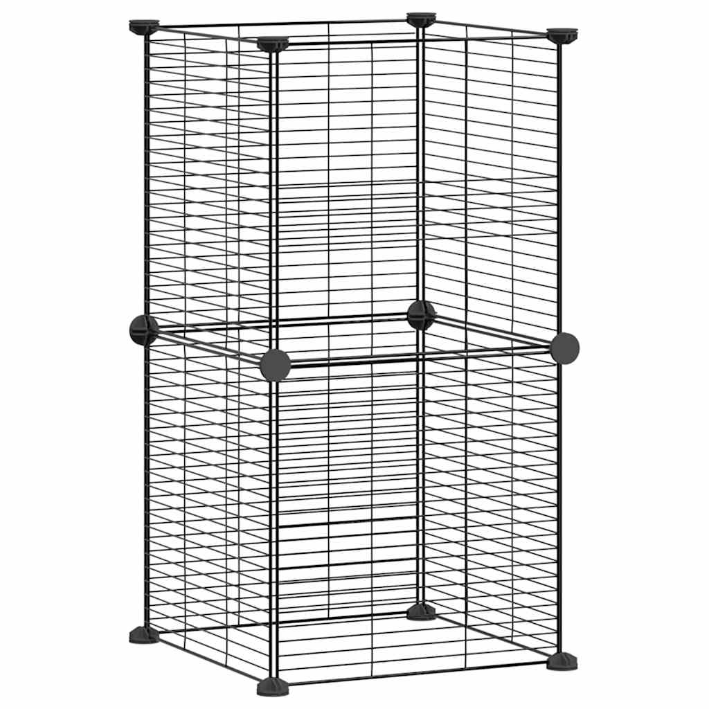 8 Panel Pet Cage Black 35x35 cm Steel