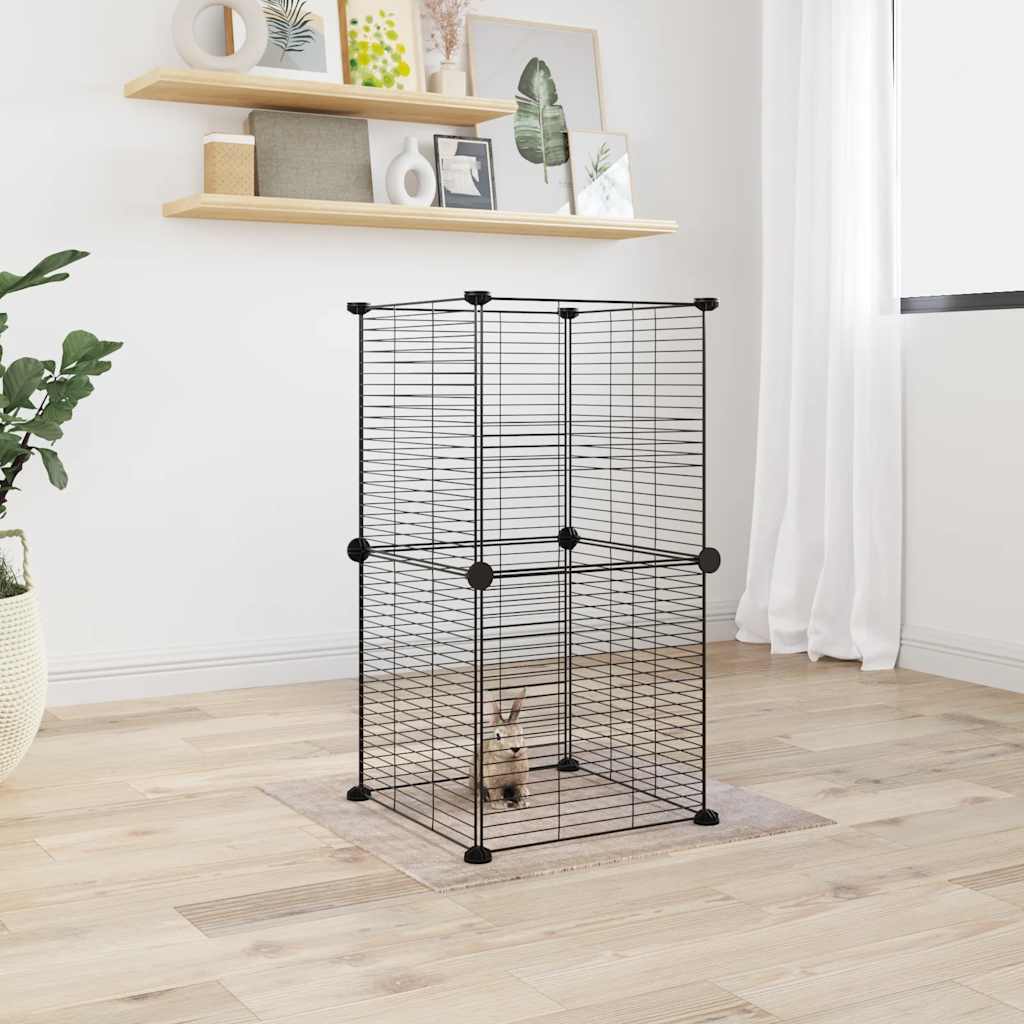 8 Panel Pet Cage Black 35x35 cm Steel