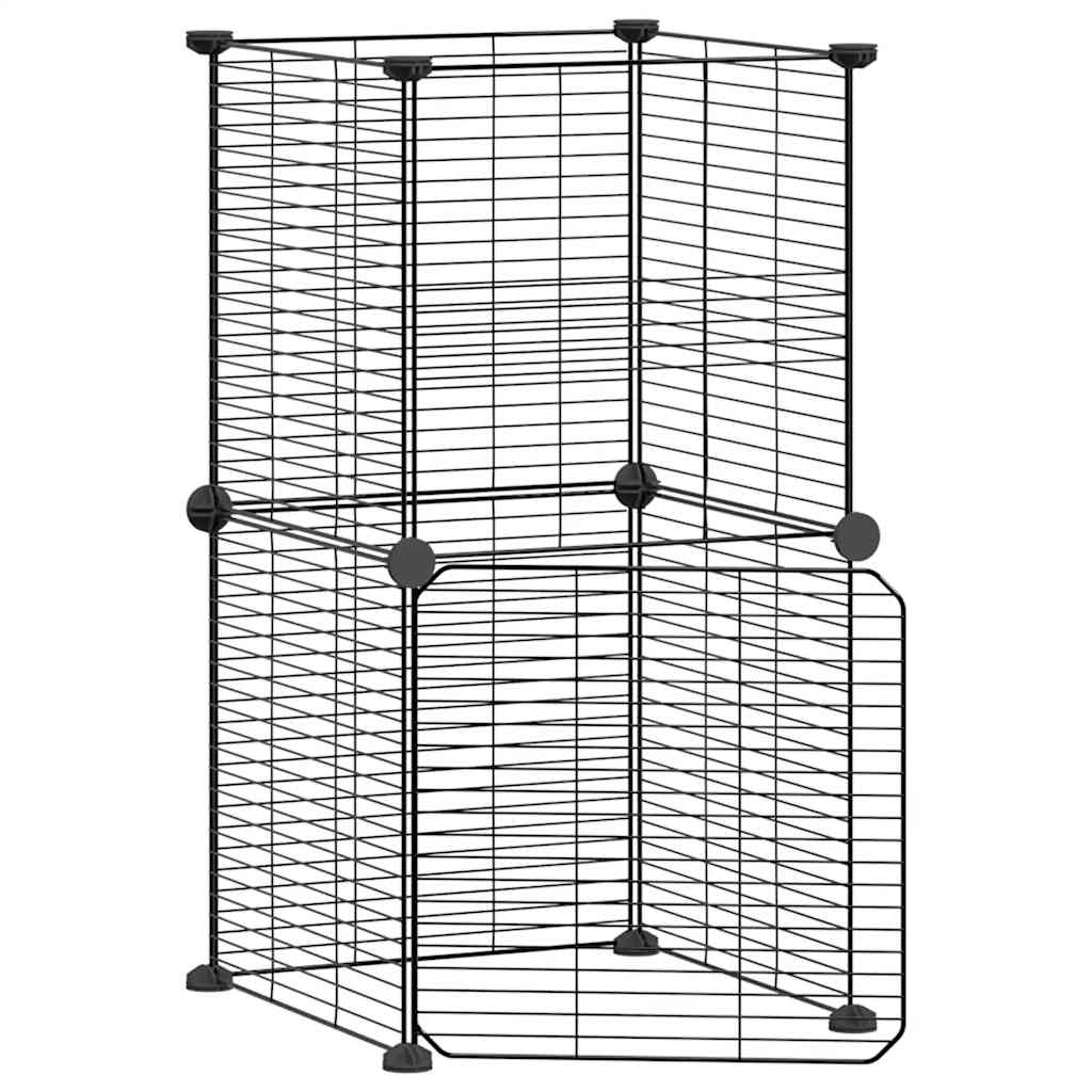 8-Panel Pet Cage with Door Black 35x35 cm