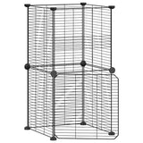 8-Panel Pet Cage with Door Black 35x35 cm