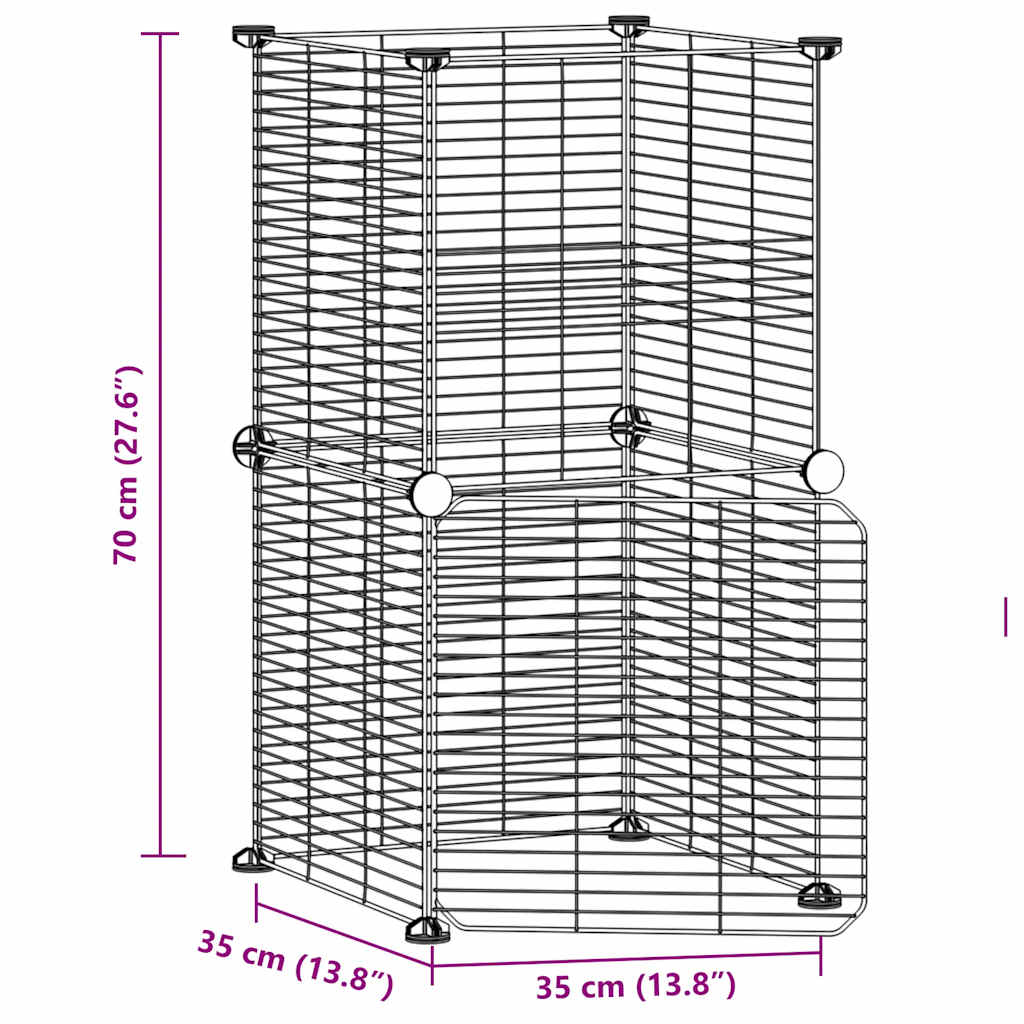 8-Panel Pet Cage with Door Black 35x35 cm