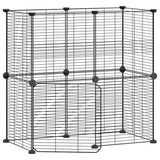 12 Panel Pet Cage with Door Black 35x35 cm