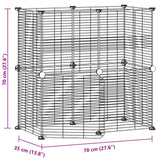 12 Panel Pet Cage with Door Black 35x35 cm