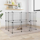 Pet cage with 20 panels and door Black 35x35 cm