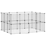 28 Panel Pet Cage with Door Black 35x35 cm