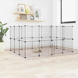 28 Panel Pet Cage with Door Black 35x35 cm