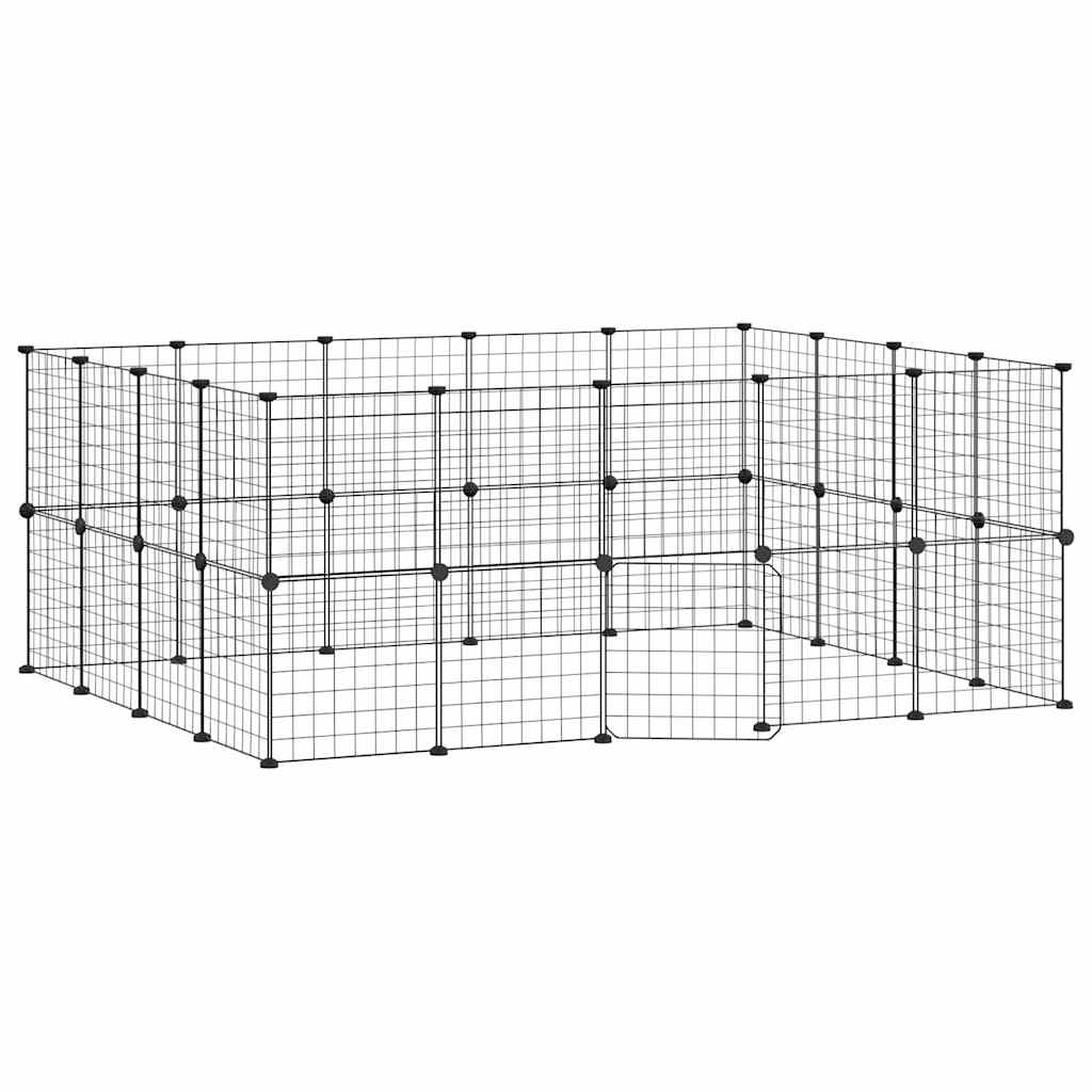 36 Panel Pet Cage with Door Black 35x35 cm