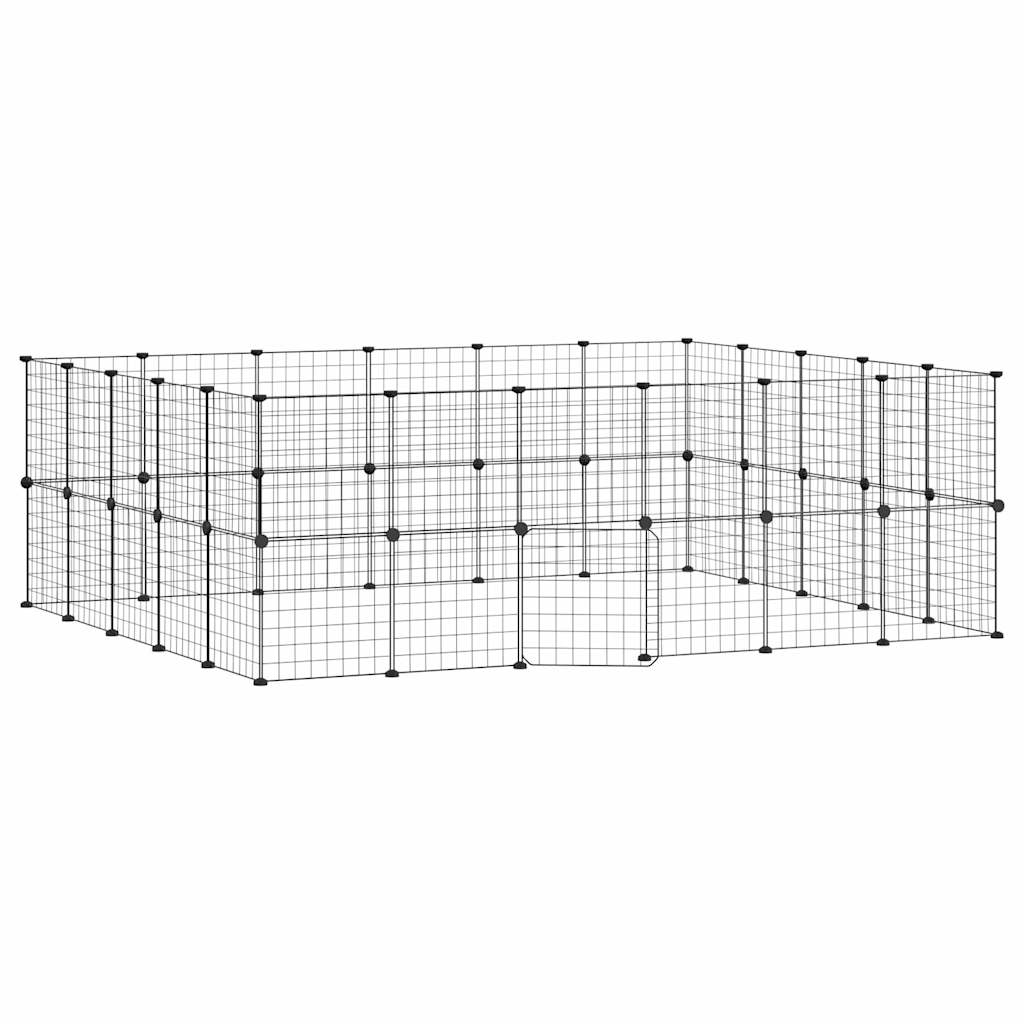 44 Panel Pet Cage with Door Black 35x35 cm