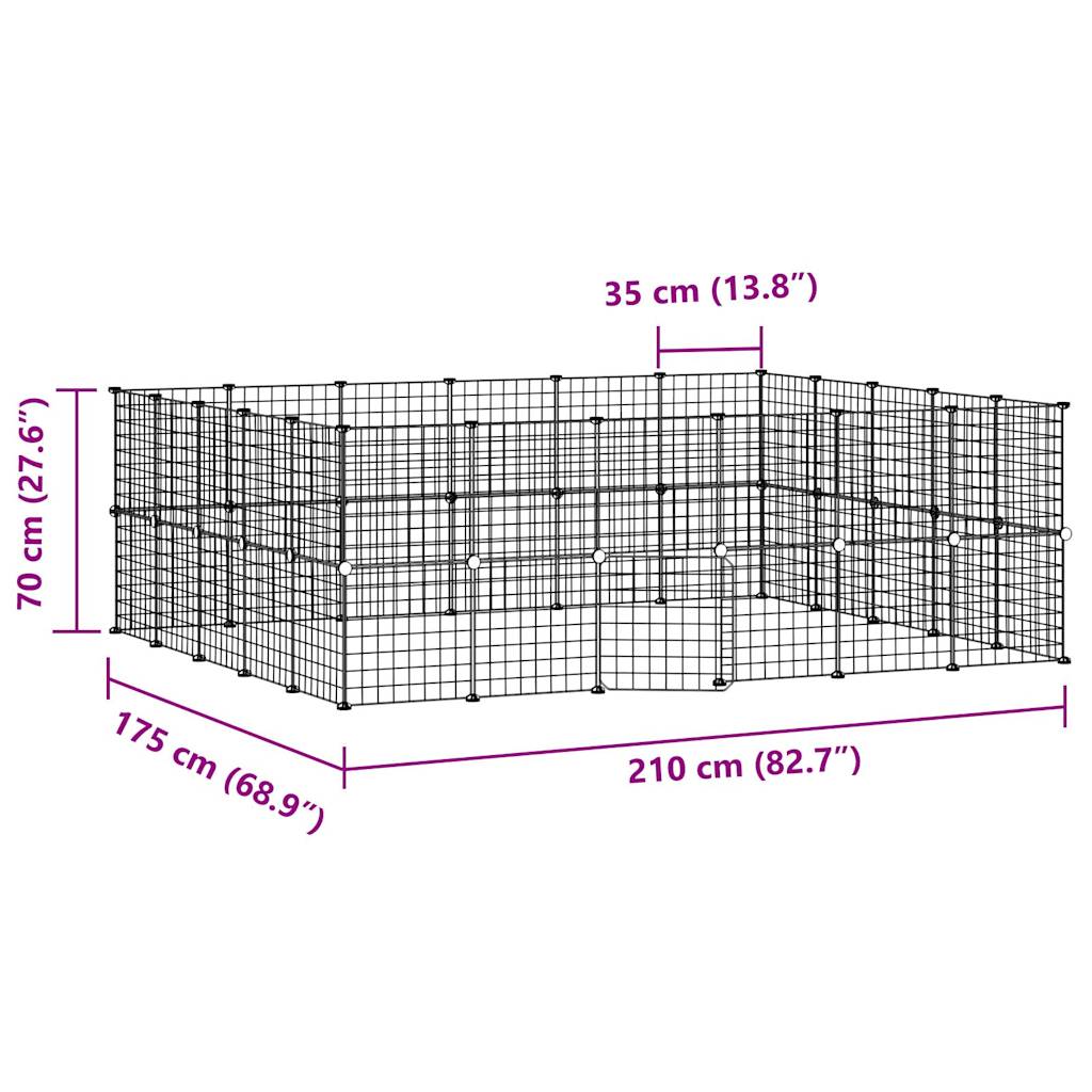 44 Panel Pet Cage with Door Black 35x35 cm