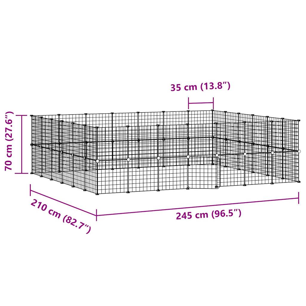 52 Panel Pet Cage with Door Black 35x35 cm