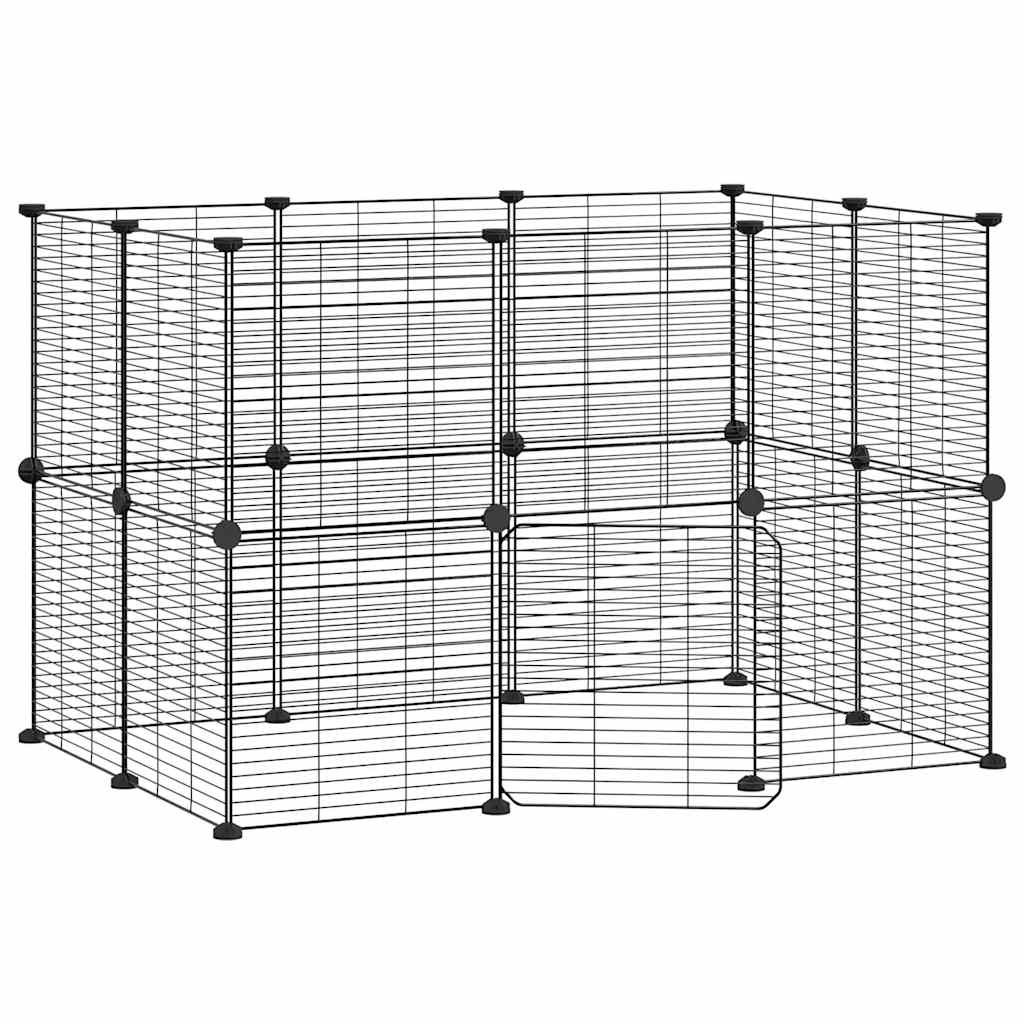 Pet cage with 20 panels and door Black 35x35 cm