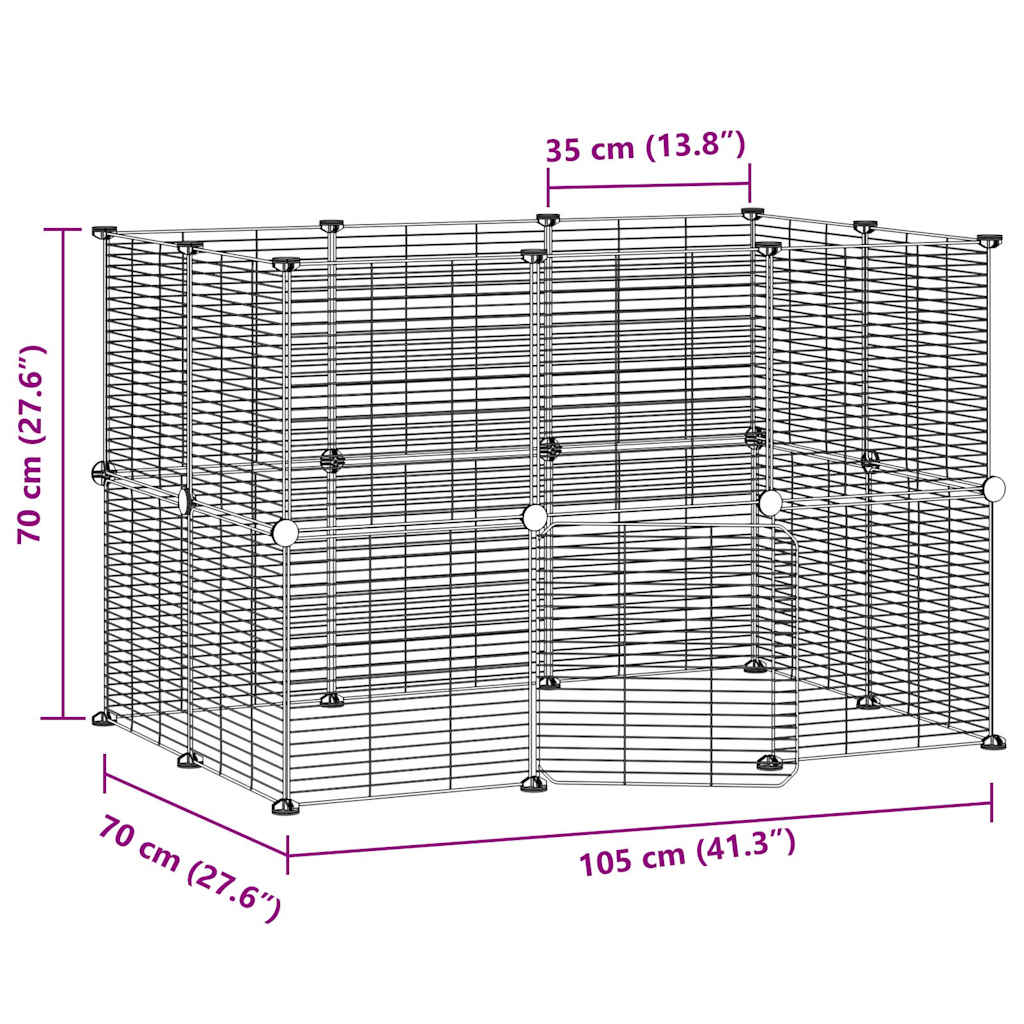 Pet cage with 20 panels and door Black 35x35 cm