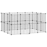 28 Panel Pet Cage with Door Black 35x35 cm