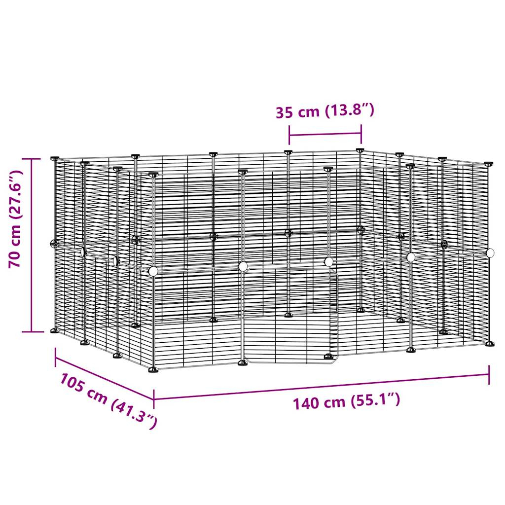 28 Panel Pet Cage with Door Black 35x35 cm