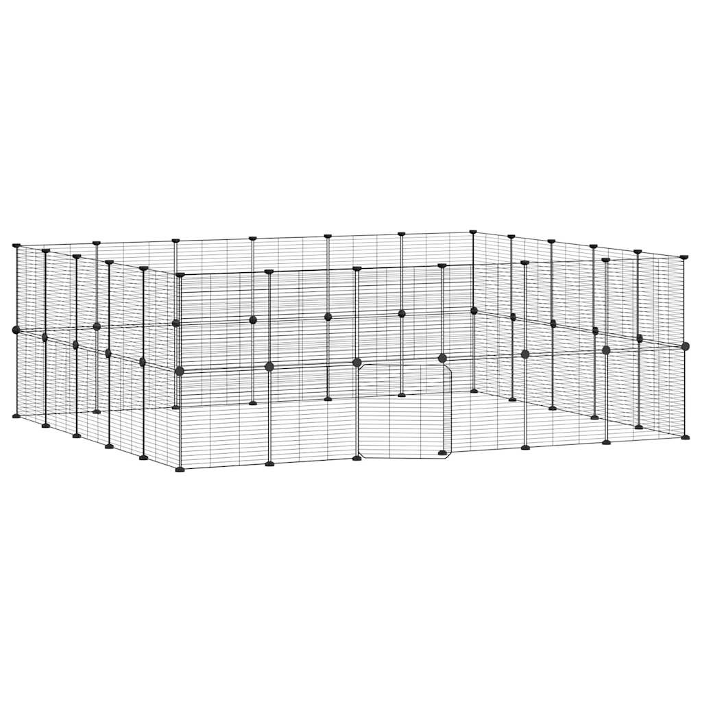 44 Panel Pet Cage with Door Black 35x35 cm