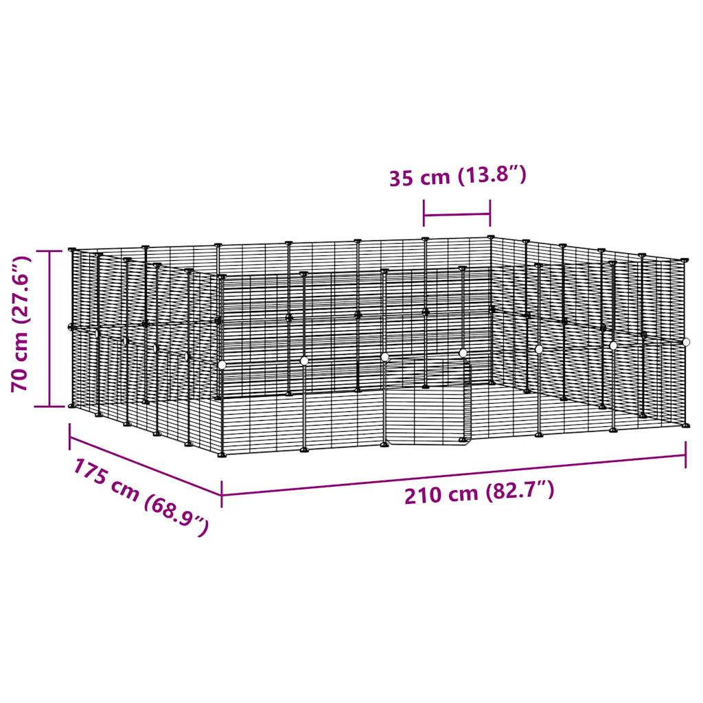 44 Panel Pet Cage with Door Black 35x35 cm