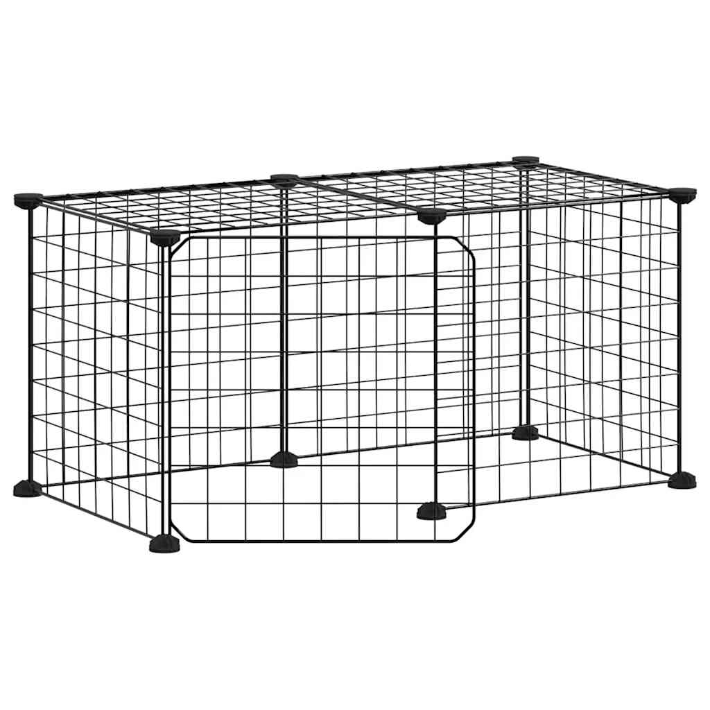 8-Panel Pet Cage with Door Black 35x35 cm