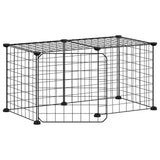 8-Panel Pet Cage with Door Black 35x35 cm