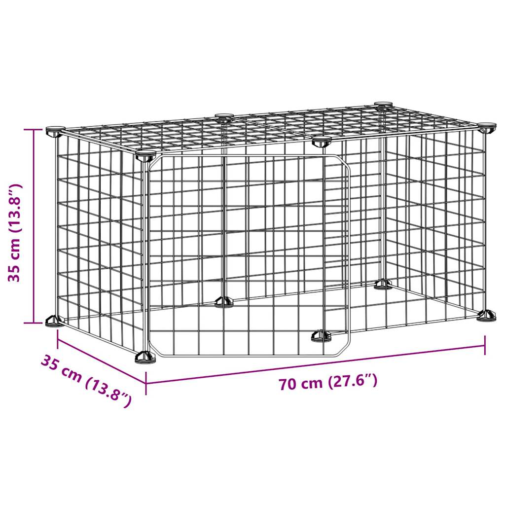 8-Panel Pet Cage with Door Black 35x35 cm