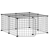 12 Panel Pet Cage with Door Black 35x35 cm