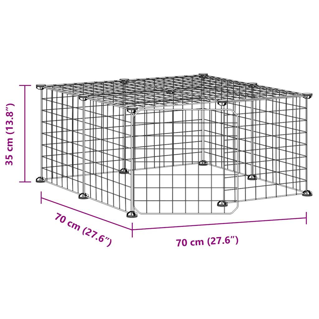 12 Panel Pet Cage with Door Black 35x35 cm