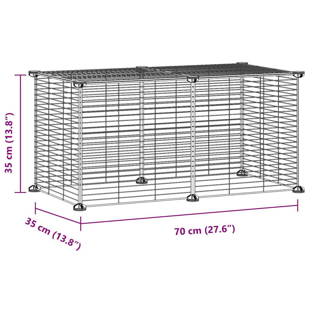 8 Panel Pet Cage Black 35x35 cm Steel