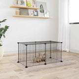 8 Panel Pet Cage Black 35x35 cm Steel