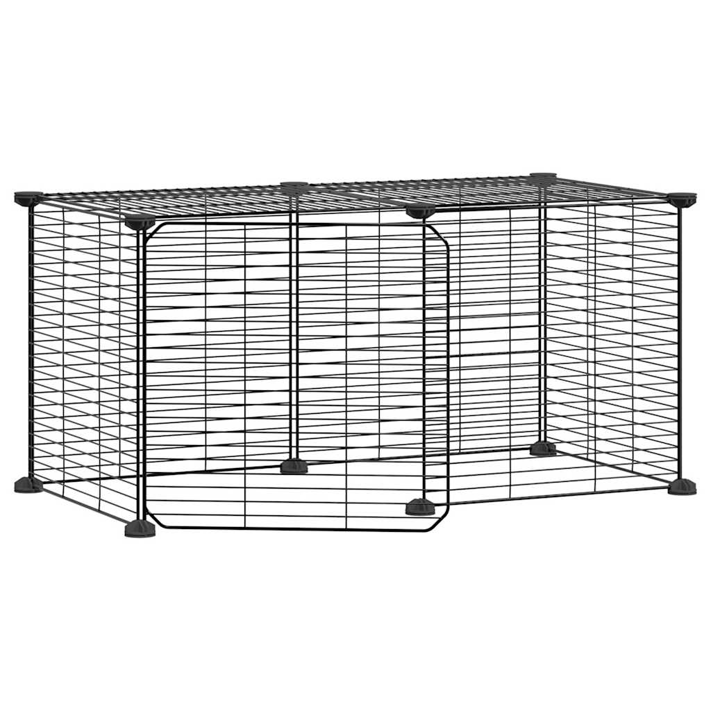 8-Panel Pet Cage with Door Black 35x35 cm