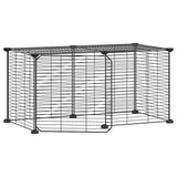 8-Panel Pet Cage with Door Black 35x35 cm