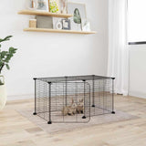 8-Panel Pet Cage with Door Black 35x35 cm