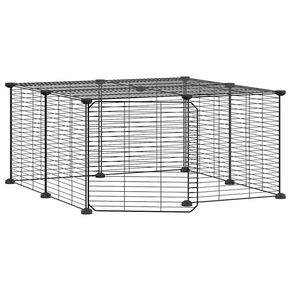 12 Panel Pet Cage with Door Black 35x35 cm