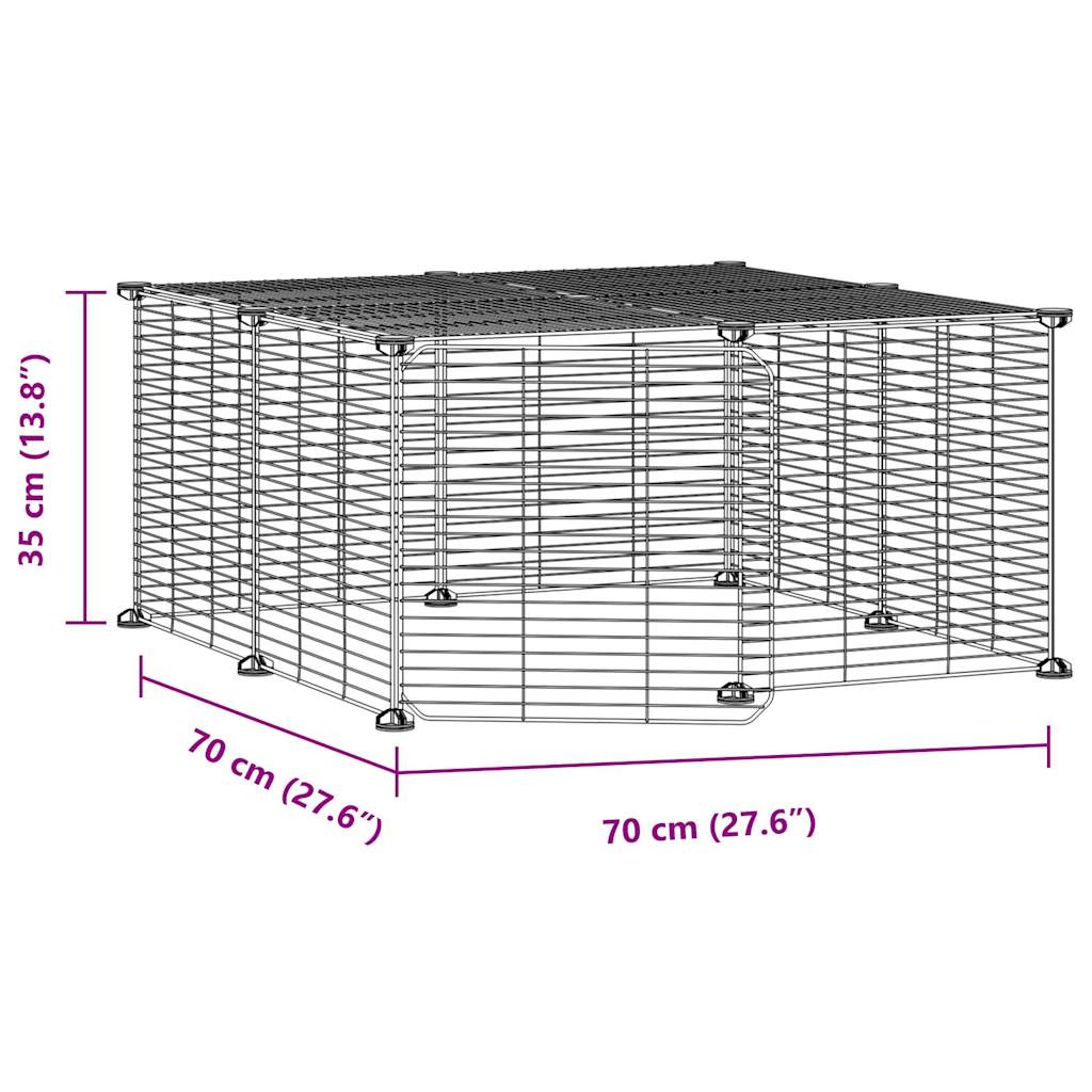 12 Panel Pet Cage with Door Black 35x35 cm