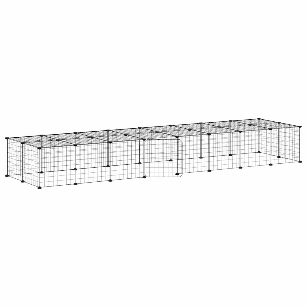 36 Panel Pet Cage with Door Black 35x35 cm