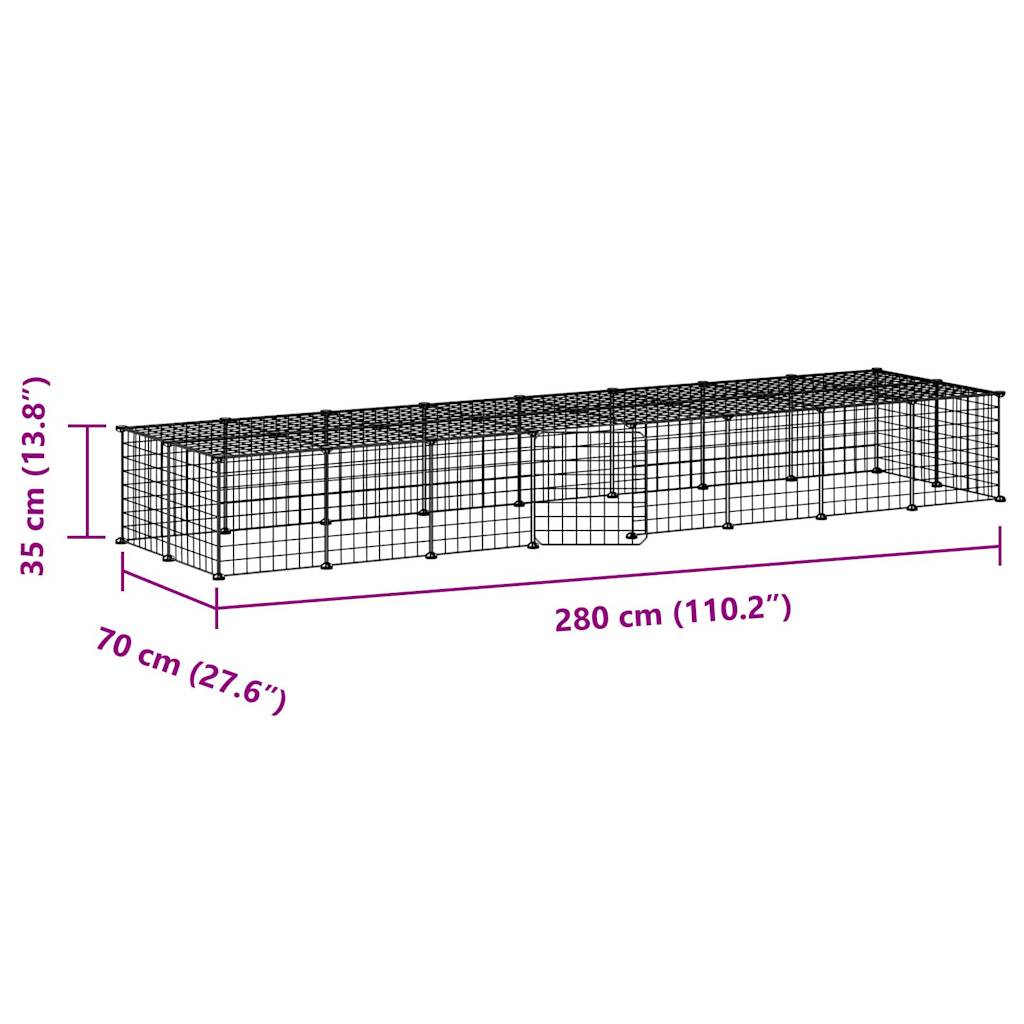 36 Panel Pet Cage with Door Black 35x35 cm