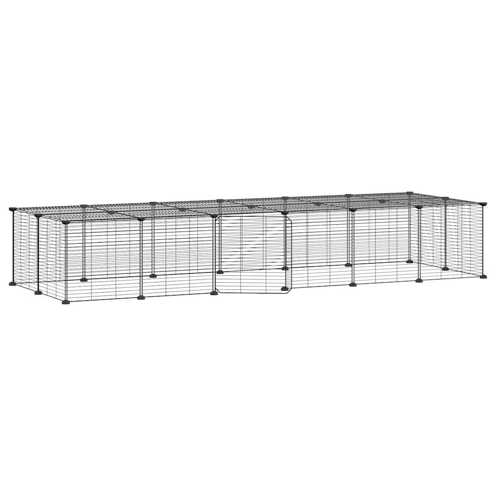 28 Panel Pet Cage with Door Black 35x35 cm