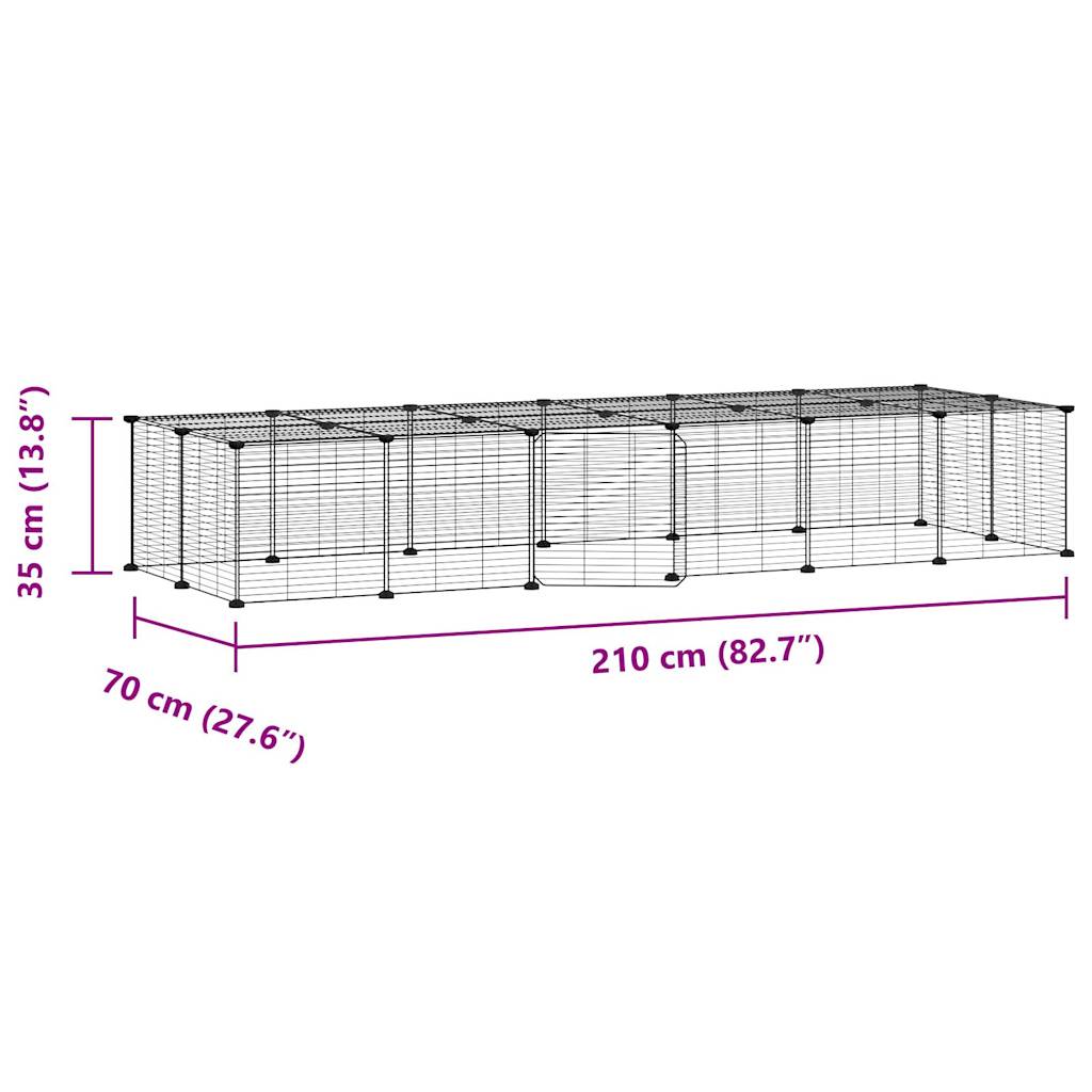 28 Panel Pet Cage with Door Black 35x35 cm