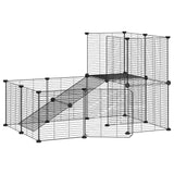 20 Panel Pet Cage with Door Black 35x35 cm